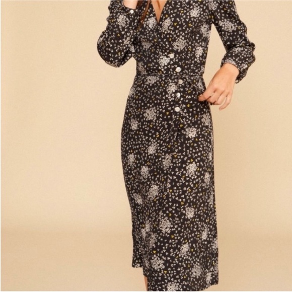 Rouje Paris Gabin dress size 36/ US 4/S long sleeve midi wrap dress - Picture 4 of 9